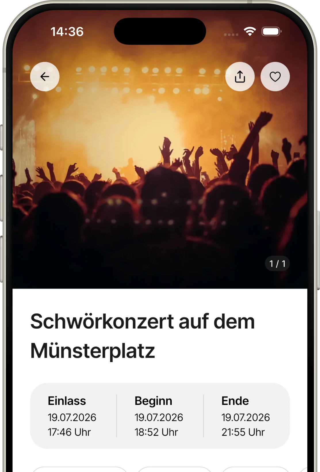Event-Details mit Beschreibung und Uhrzeit