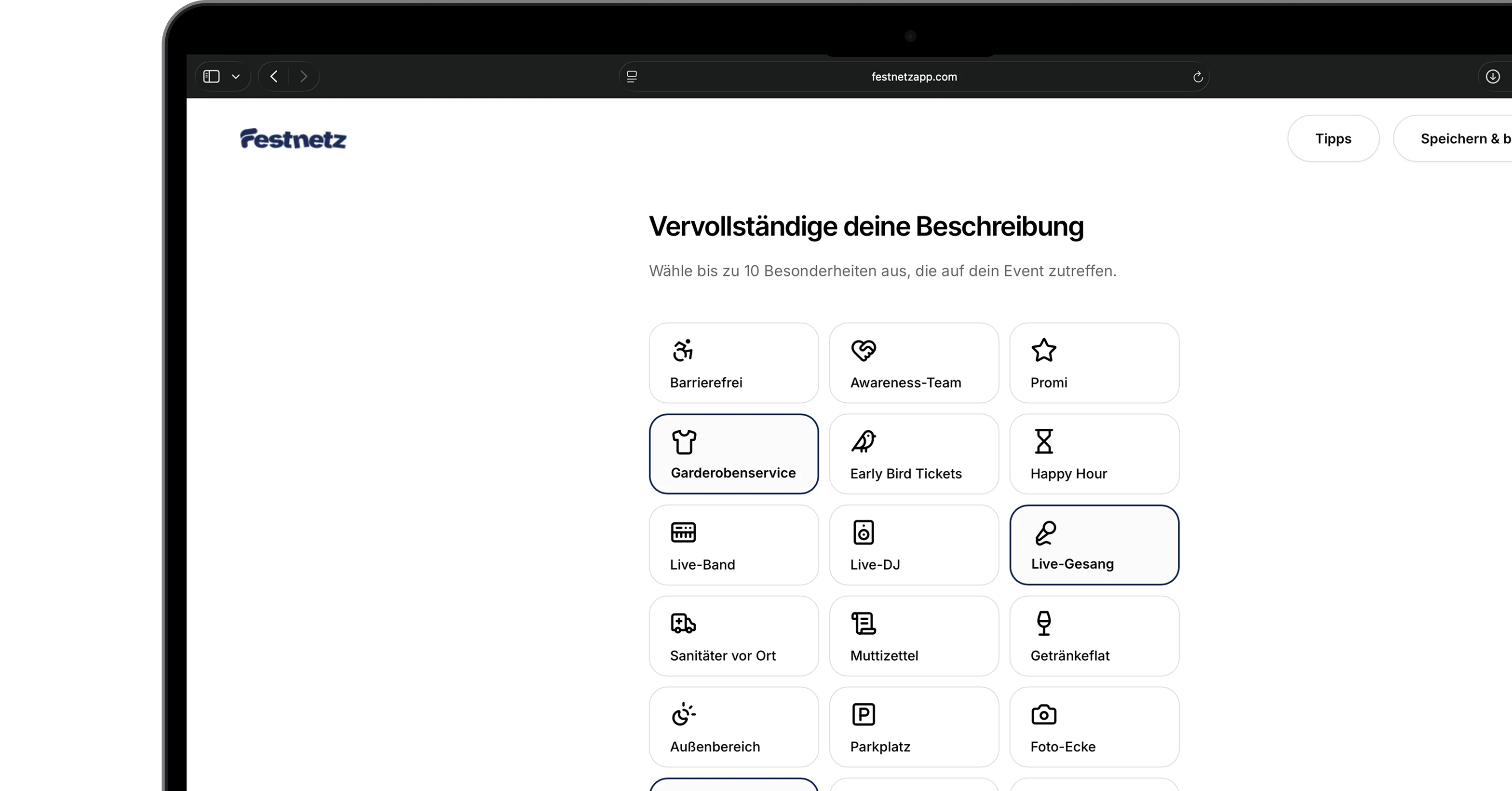 Event-Creator - Event-Attribute auswählen