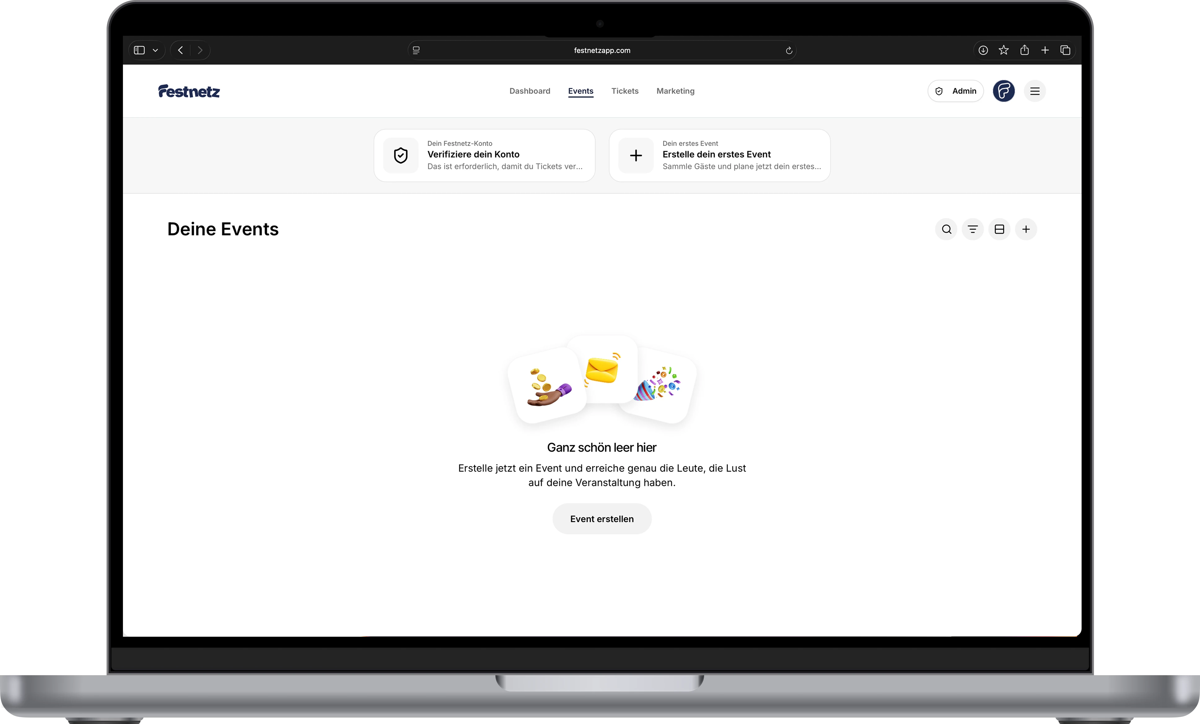 Festnetz Dashboard - Events verwalten